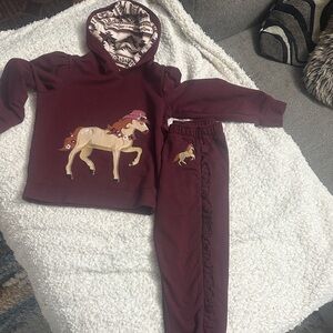 Gymboree Burgundy Horse Kids Matching Set